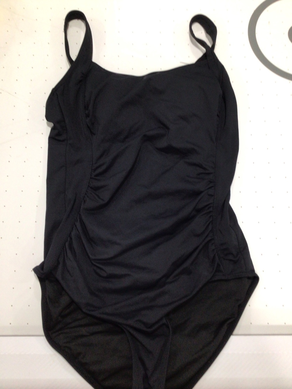 Women’s Black Ruched One-Piece Swimsuit with Adjustable Straps